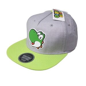 Super Mario Yoshi Snapback Hat Adjustable Green Grey Nintendo Bioworld Cap NEW